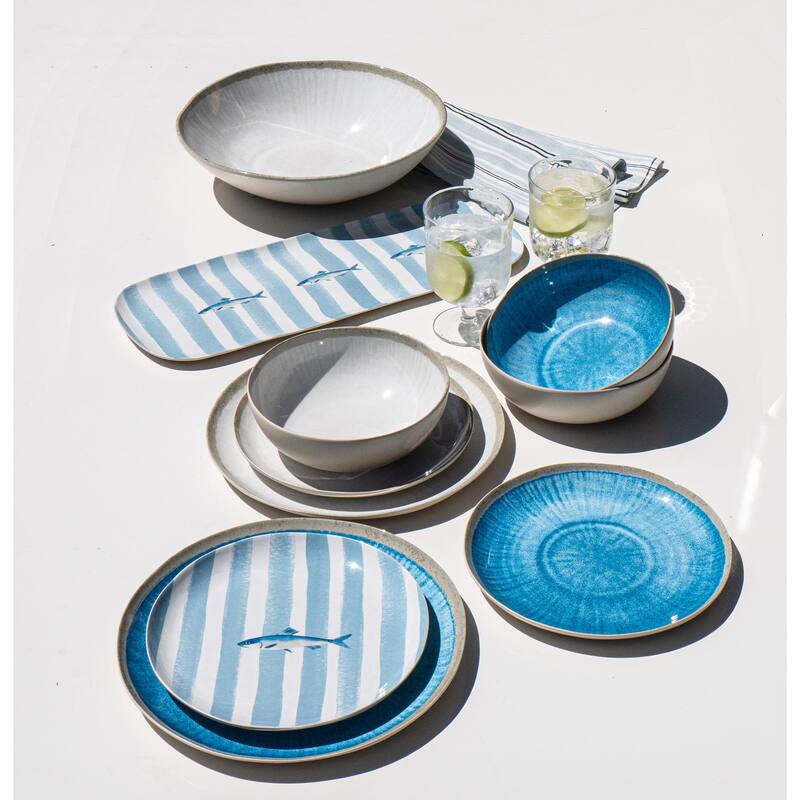 Abode Homewares Coastal Reactive NewWave Melamine Salad Plate - White - 8.5" - Set of 6