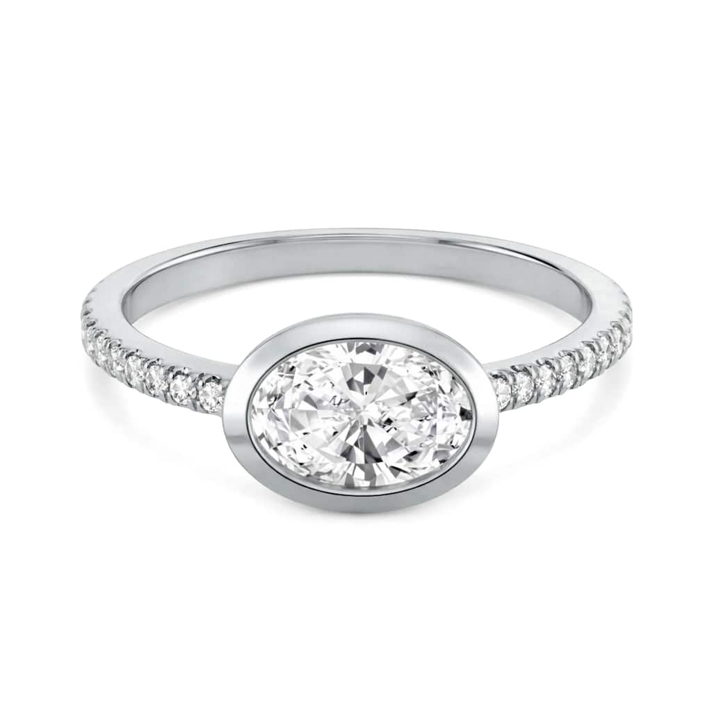 Auriya 14K Gold Bezel Oval Diamond Engagement Ring 1.00 - 5.00ct. tw. (F-G, VS)