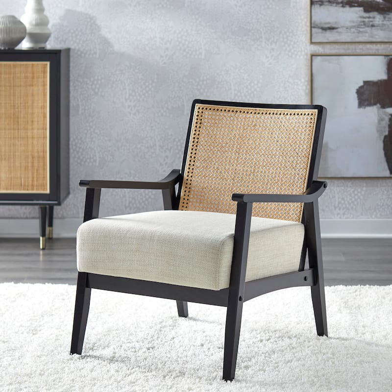 Lifestorey Serena Cane and Solid Wood Accent Chair