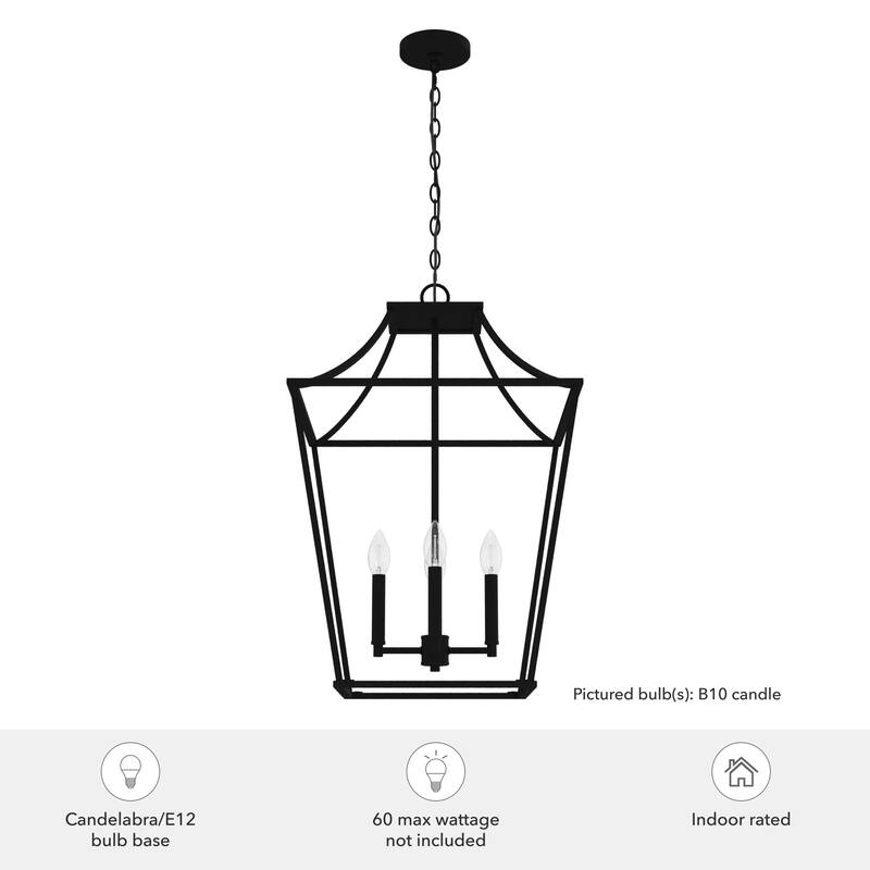 Hunter Laurel Ridge 18" 4-Light Lantern Pendant - Entry, Dining Room - Candle, Cage - Modern Farmhouse, Transitional