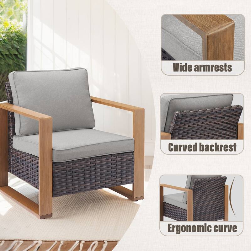 Gymojoy Outdoor Club Chair with Soft Cushion Weather-resistance