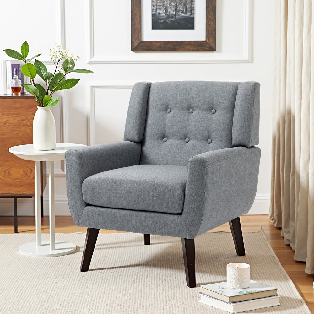 Modern Upholstered Faux Leather Tufted Armchair Linen Accent Chairs