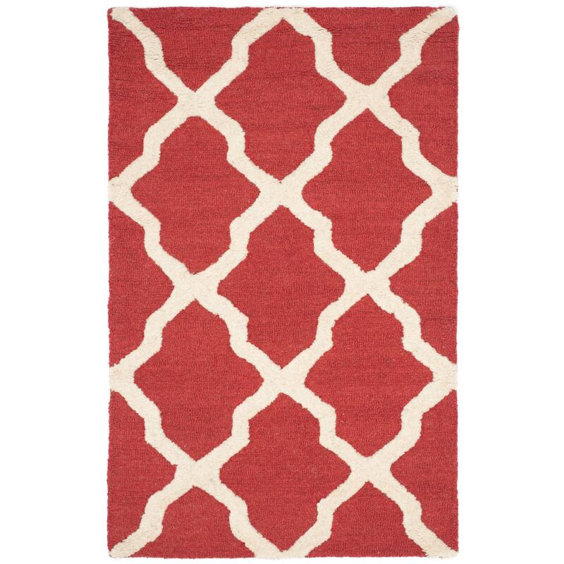 SAFAVIEH Handmade Cambridge Eirny Moroccan Trellis Wool Rug - 2'6" x 4' - Rust/Ivory
