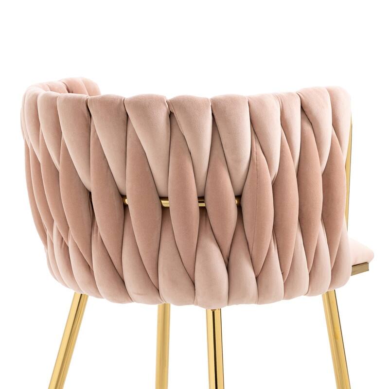 SEYNAR Modern Glam Velvet Dining Side Chair Set of 2 with Gold Metal Frame