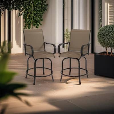 Set of 2 360° Swivel Bar Height Patio Chairs