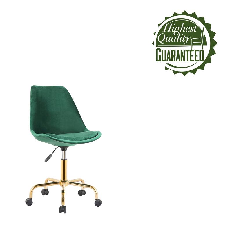 Porthos Home Ally Velvet Office Chair Gold Chrome Legs Gaslift Seat