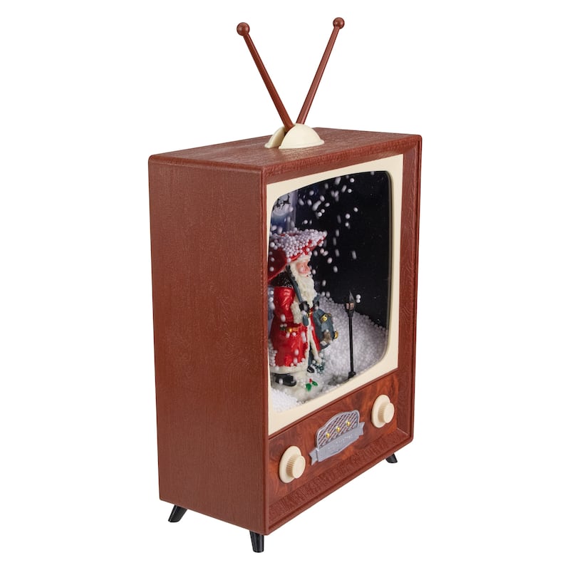 LED Lighted Musical Snowing Santa TV Set Christmas Decoration - 12"
