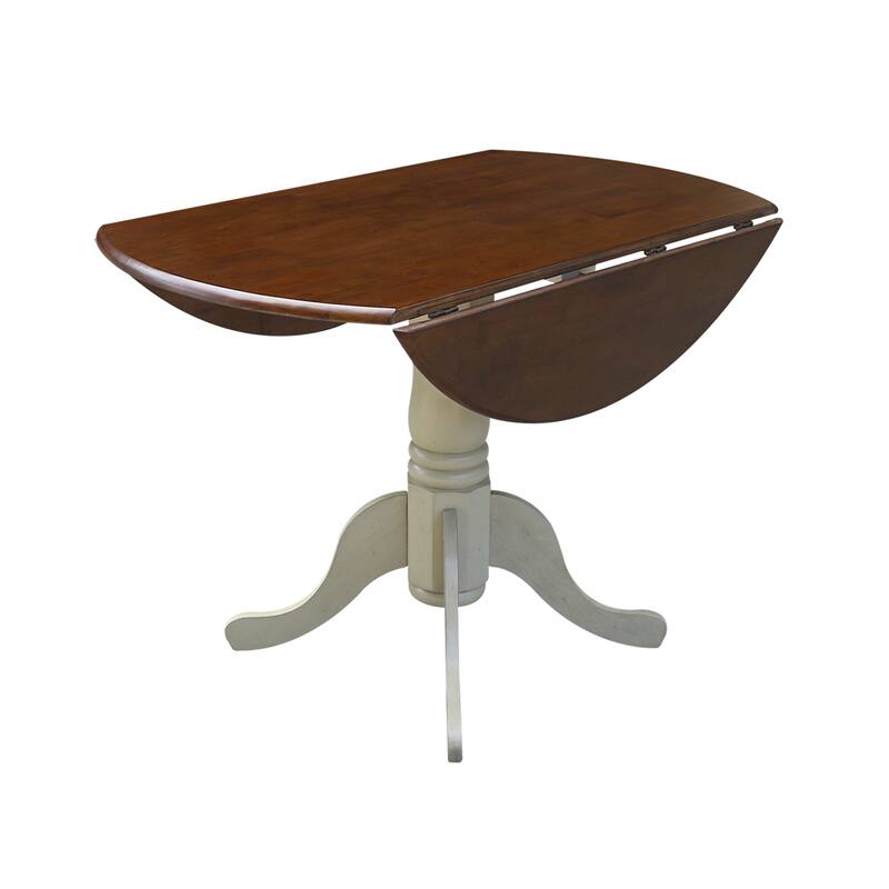 Round Pedestal Base Solid Wood 42-inch Drop-leaf Dining Table