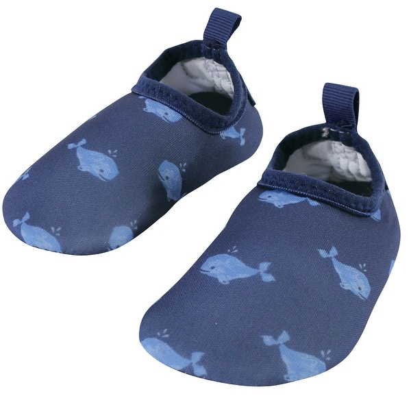 slide 1 of 1, Hudson Baby Infant and Toddler Water Shoes for Sports, Yoga, Beach and Outdoors, Blue Whales 0-6M/1-2 Infant - Baby and Toddler Blue Whales