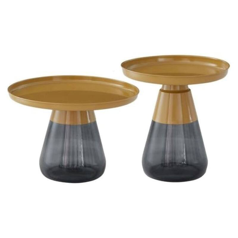 Set of Two Tray Top Nesting Table With Glass Base - 24x17 19x20