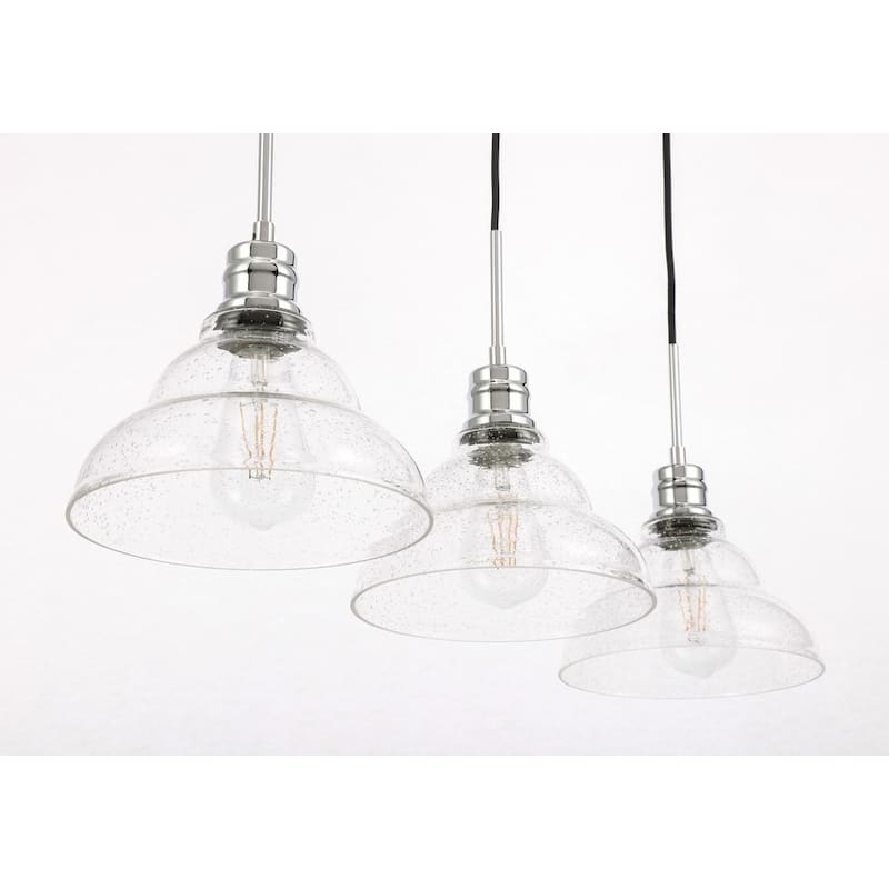 Gia 8.5-Inch 3-Light Clear Seeded Glass Pendant