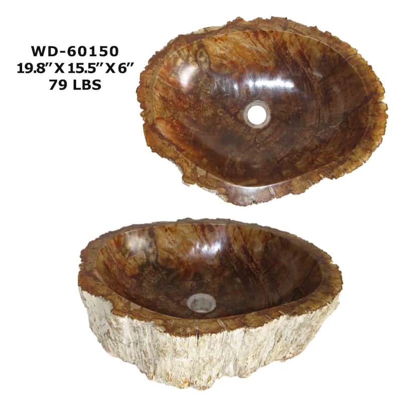 Wood Unique Handcrafted Petrified Wood Natural Stone Bathroom Vessel Sink - WD60150