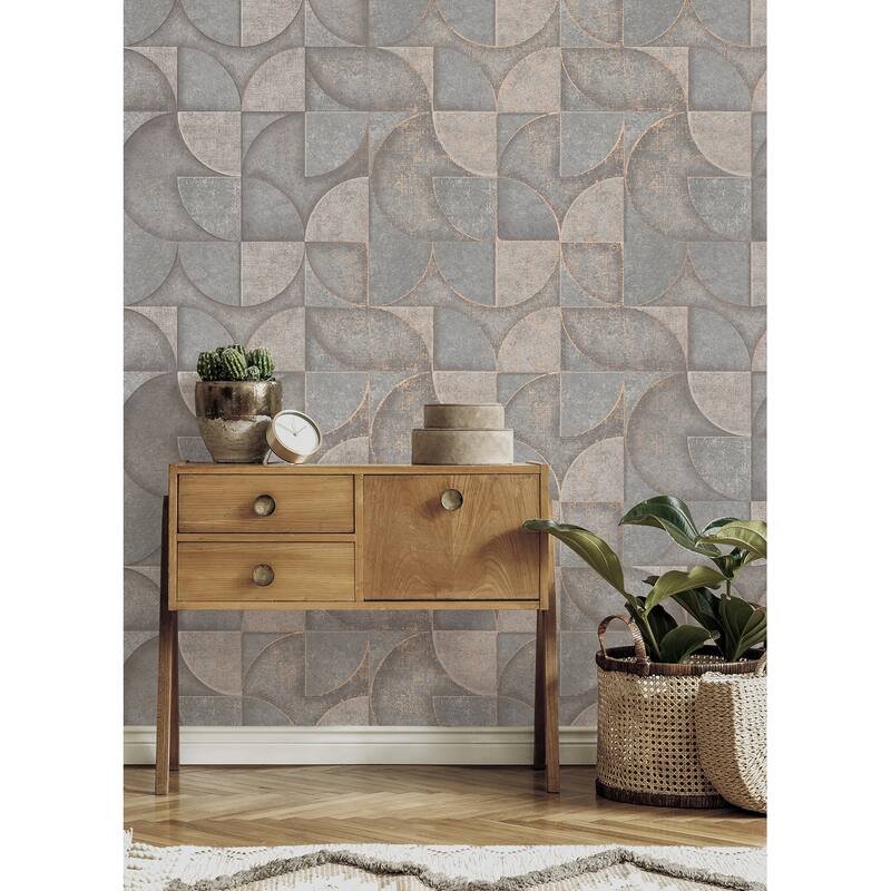 Advantage Addison Grey Retro Geo Wallpaper