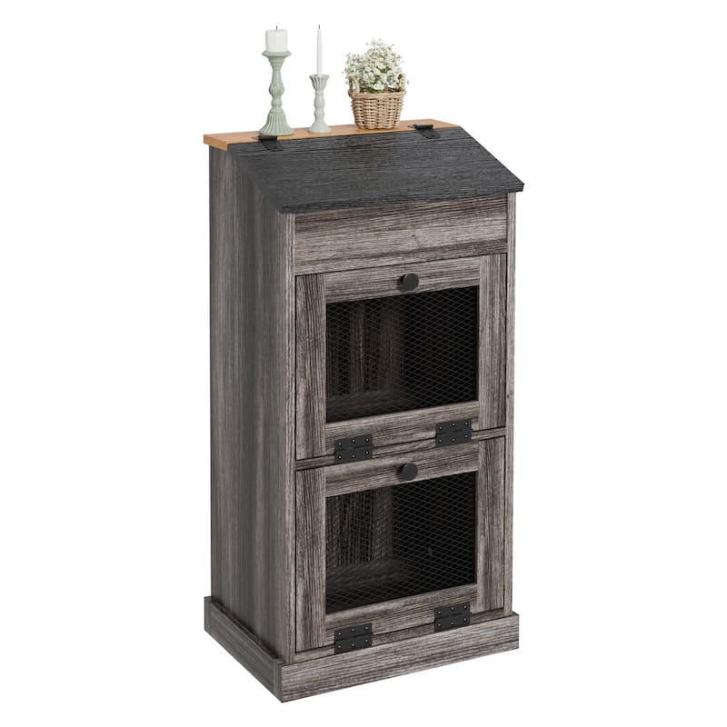 Vintage 2-Door Storage Cabinet Multi-Tier Organizer - Grey