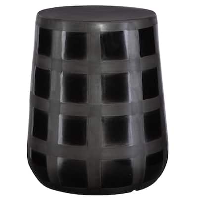 Uttermost Patchwork Gridded Black Garden Stool - 14.25"W x 17"H x 14.25"D