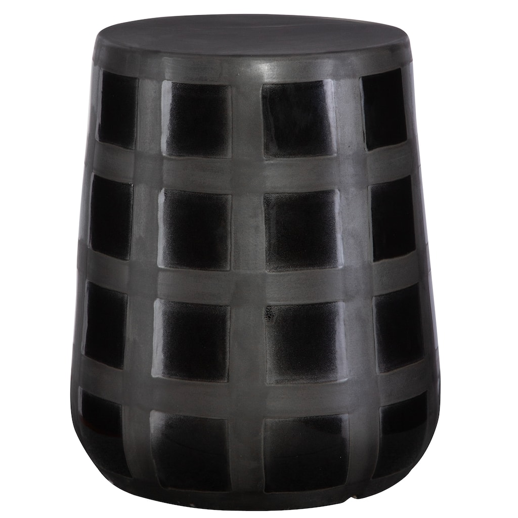 Uttermost Patchwork Gridded Black Garden Stool - 14.25"W x 17"H x 14.25"D
