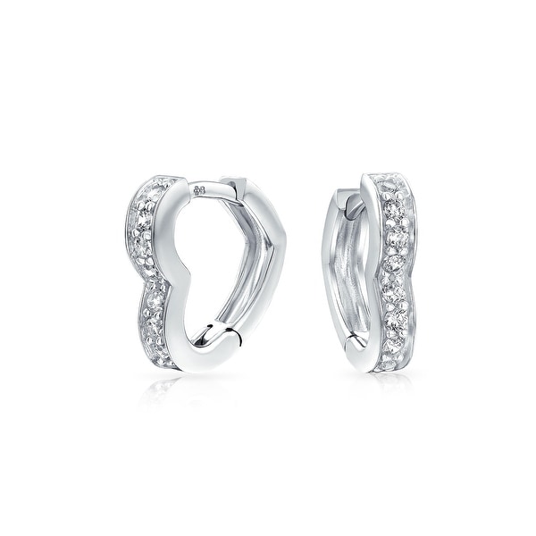 Bling Jewelry 925 Silver Cz Open Heart Leverback Hoop Earrings Bling Jewelry 925 Silver Cz Open Heart Leverback Hoop Earrings