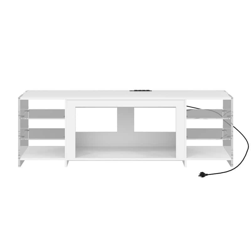 VECELO 70" Rustic TV Stand without/with Fireplace Heater(2 Options),Media Entertainment Center Table with Storage Shelves