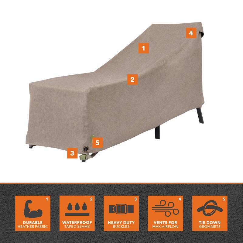 Modern Leisure® Garrison Patio Chaise Lounge Cover, Waterproof, 65"L x 28"W x 29"H, Sandstone, 2-Pack