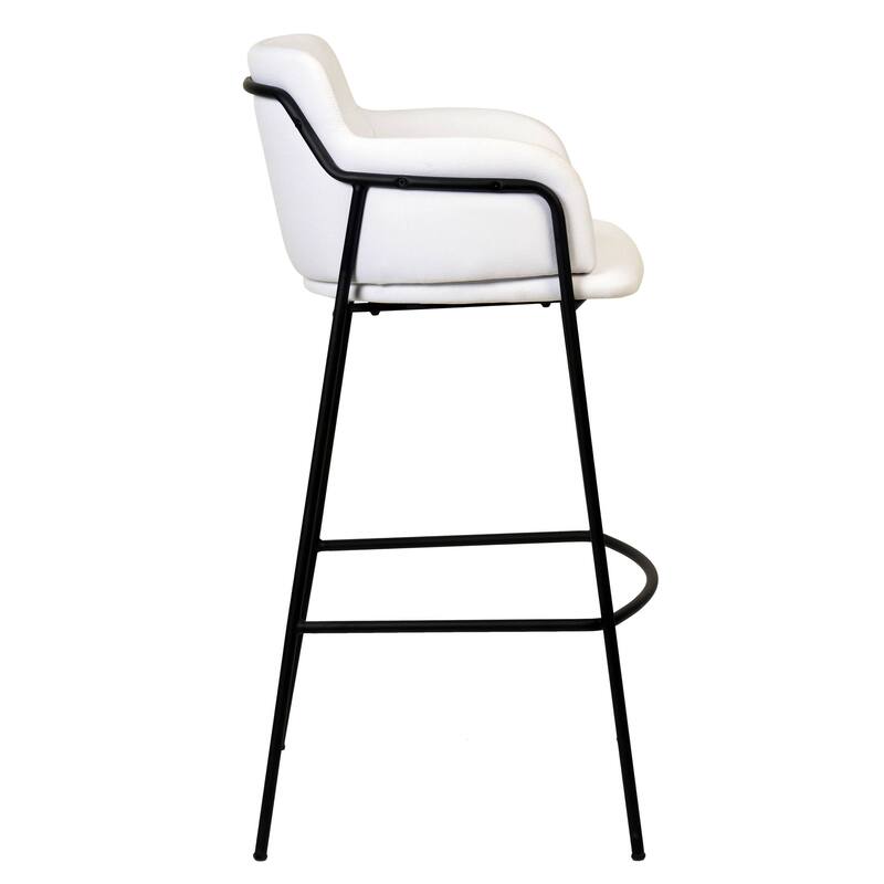 LeisureMod 40" Velvet Upholstered Bar Stool - Counter Height Bar Stool with Stainless-Steel Frame and Footrest for Home Bar