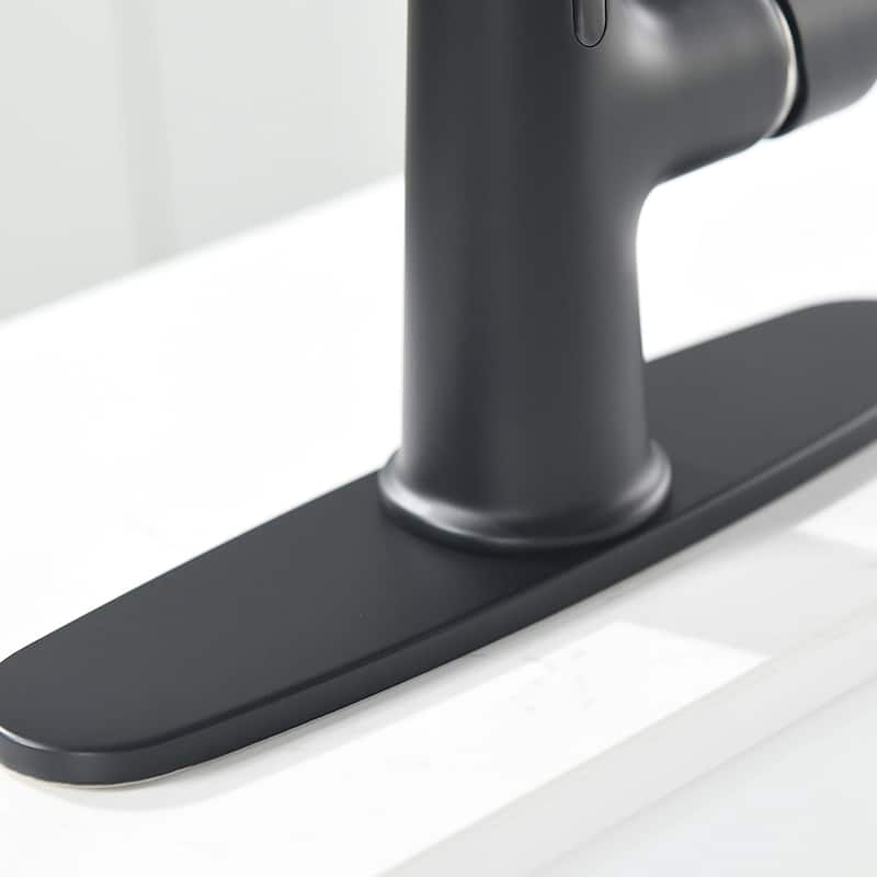 Matte Black Touchless Pull-Out Single-Handle Kitchen Faucet with Deck Plate