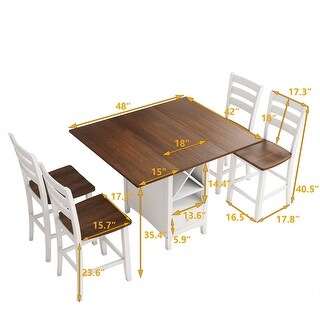 5-Piece Dining Table Set with Drop Leaf - Bed Bath & Beyond - 36653281