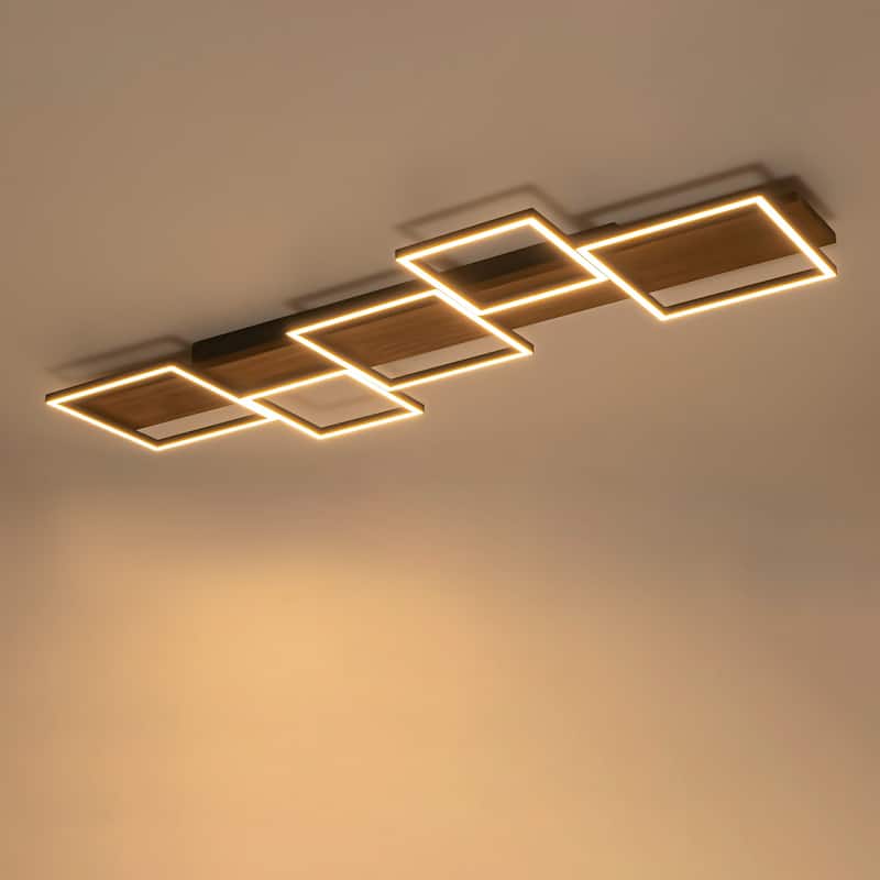 Integrated LED Rectangle Wood Semi Flush Mount Ceiling Light for Hallway Foyer