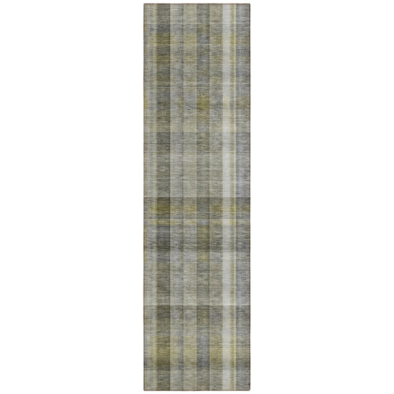 Machine Washable Indoor/ Outdoor Plaid Chantille Rug
