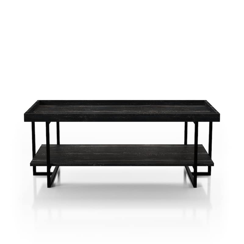 Alivia Rustic Black 47-inch Steel 1-Shelf Coffee Table by Furniture of America