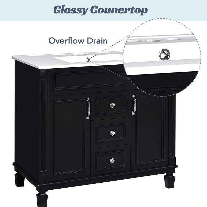 36-Inch Single Sink Bathroom Vanity with Soft-Close Doors, 2 Drawers, and Stylish Modern Design
