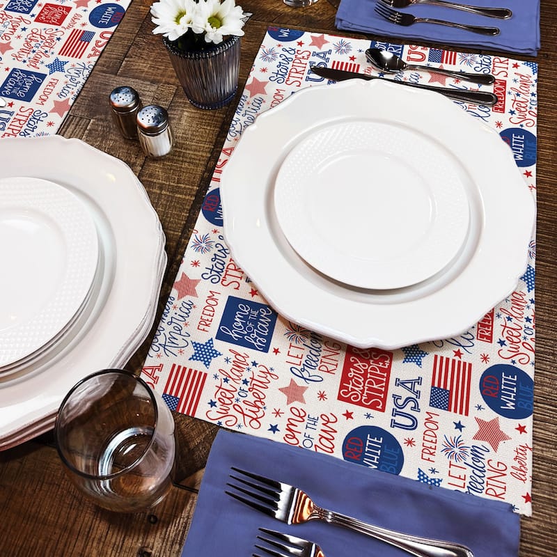 Home of the Brave 4-Pack Poly-Cotton Blend Placemats Manufactured in The USA Machine Washable Dryer Safe