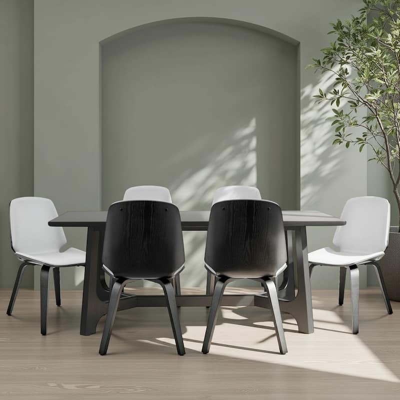 Brinley Walnut or Black Wood Upholstered Dining Chair