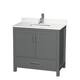 Option Dark Gray, Chrome Trim, White Quartz Top