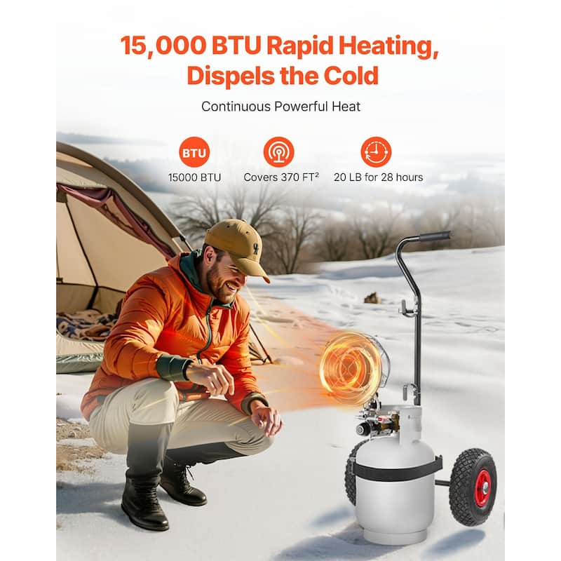 Portable Propane Heater with Rapid Heating and Trolley - 8.66 x 12.80 x 5.71 inches