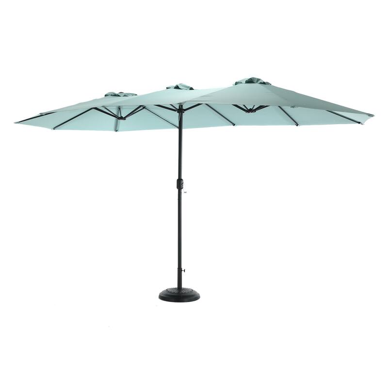 Double-Sided Outdoor Umbrella Rectangular Large Outdoor Umbrella with Crank Handle, for Garden and Outdoor (Light Green)
