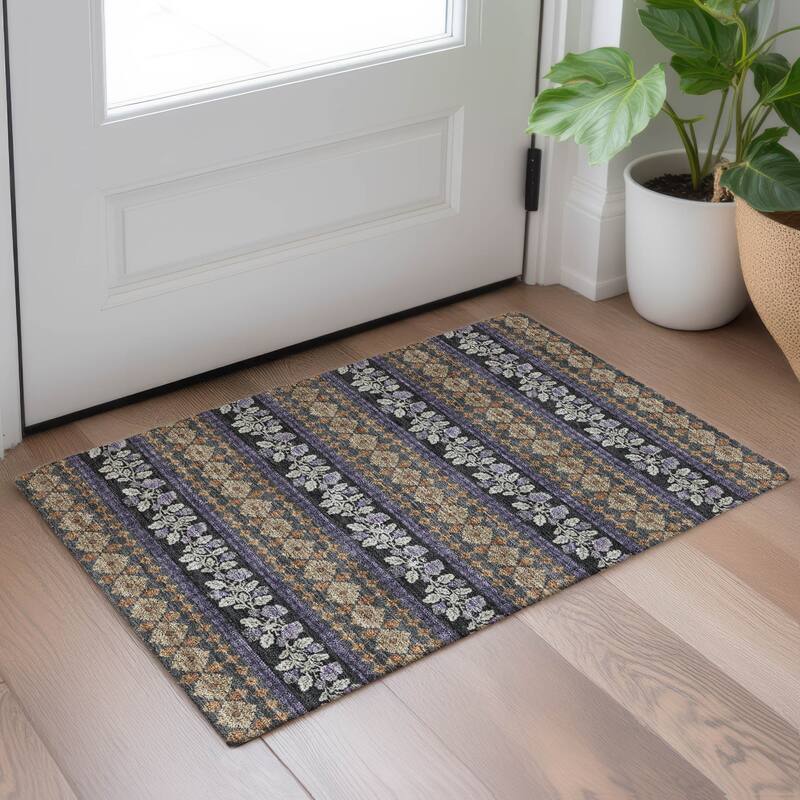 Machine Washable Indoor/ Outdoor Stripe Sochi Chantille Rug