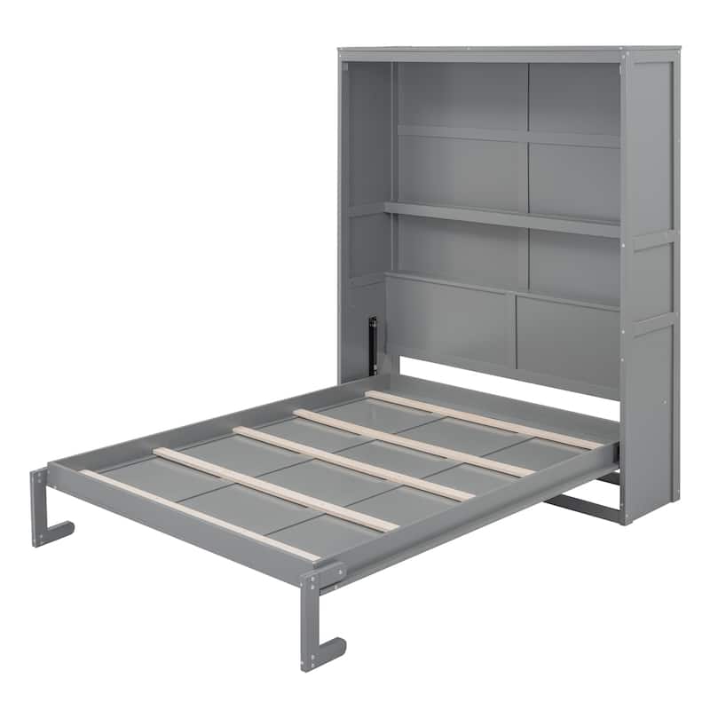 Queen Size Murphy Bed Wall Bed with Shelves