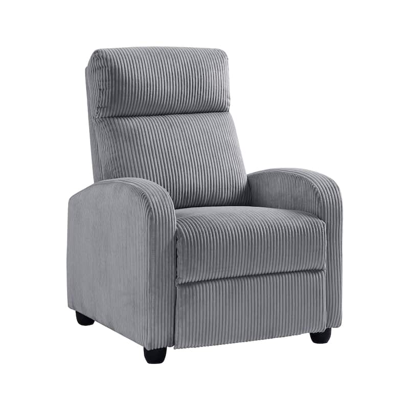 Covelo Corduroy Push Back Reclining Chair - Dark Gray