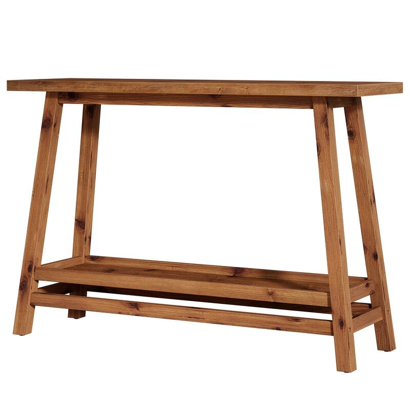 Solid Wood Console Table, 2-Shelf Entryway Table with Storage, Behind Couch Sofa Table Hallway Foyer Accent Table