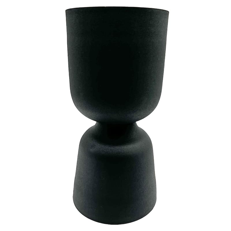 13 Inch Tall Decorative Handmade Aluminum Modern Flower Vase - Black
