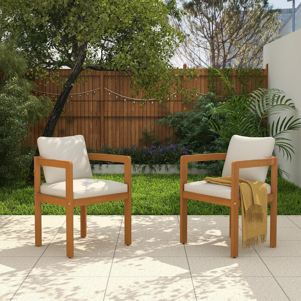 Outdoor 2-piece Wood Chairs With Large U-shaped Backrests
