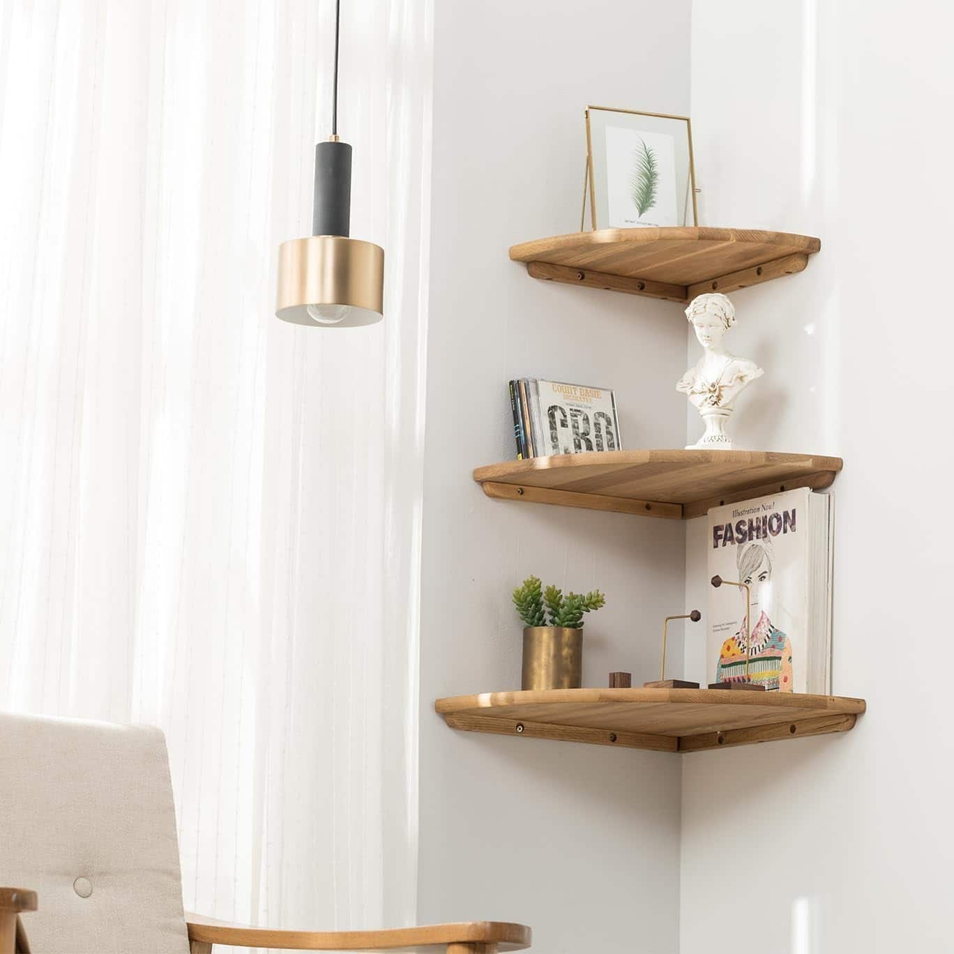Corner Speaker Shelf For Small Speaker Wall Mount, Wooden Floating Speaker Shelf For