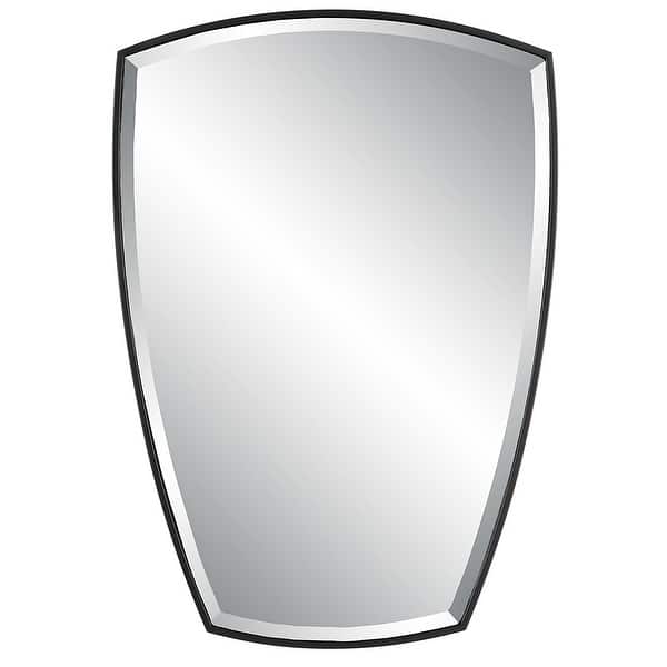 slide 2 of 6, Uttermost Crest Curved Iron Mirror - 25"W X 36"H X 2"D Black