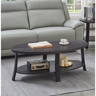 Contemporary Oval Wood Shelf Coffee Table - Bed Bath & Beyond - 43568186