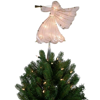 10" Gold Angel Tree Topper, Warm White Lights