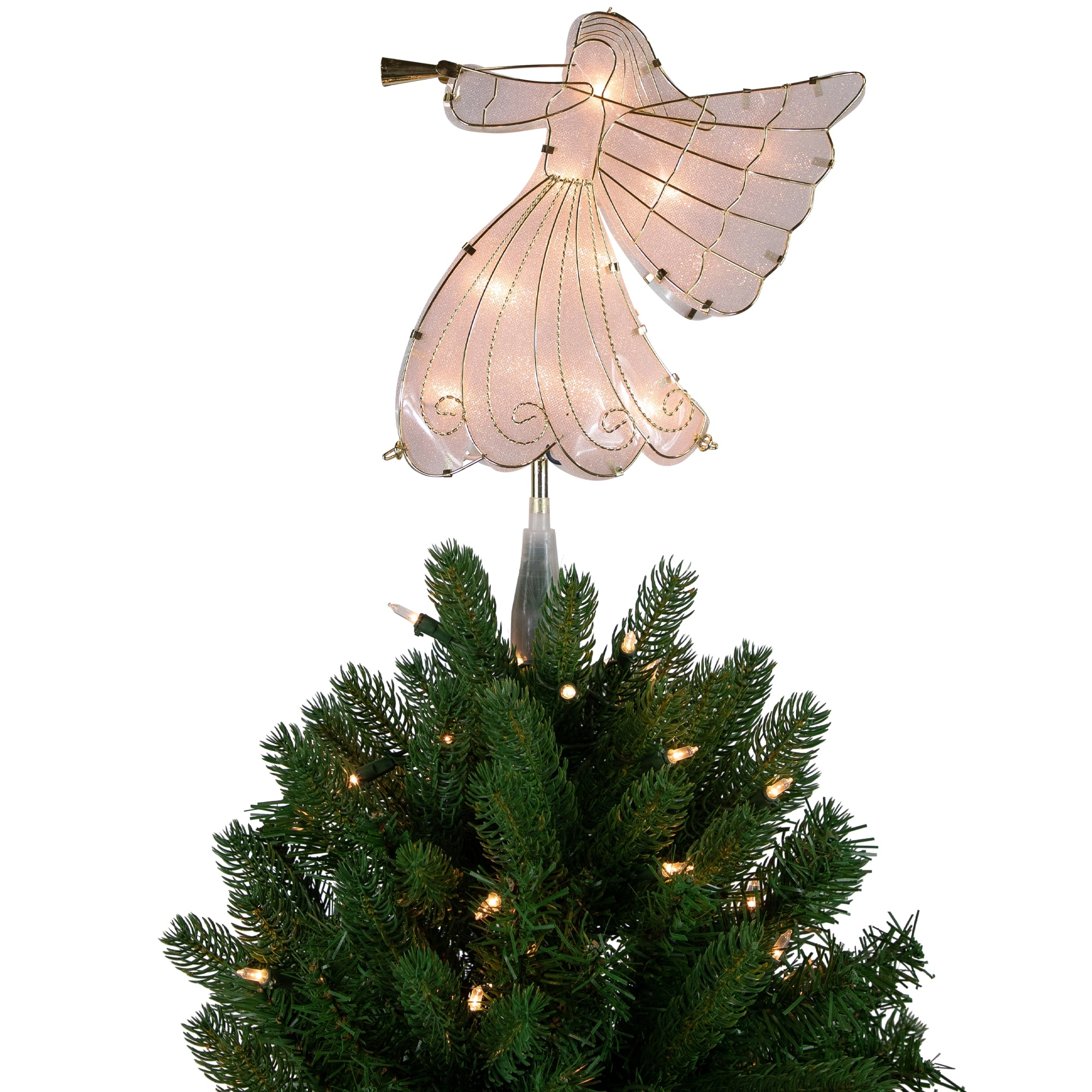 10" Gold Angel Tree Topper Warm White Lights - 10