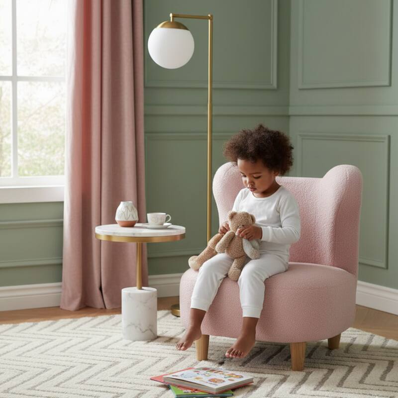 Aria Home Pink Teddy Bear Kids Chair with Cozy Foam Seat