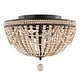 preview thumbnail 9 of 10, Elroy Wood Bead 15.25" 3-Light Bohemian Farmhouse Iron LED Semi Flush Mount, Oil Rubbed Bronze/Light Taupe by JONATHAN Y