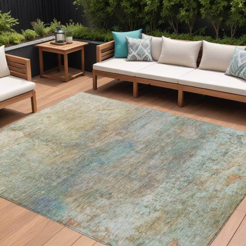 HomeRoots Abstract Transitional Rectangle Outdoor Rug - 8' X 10'