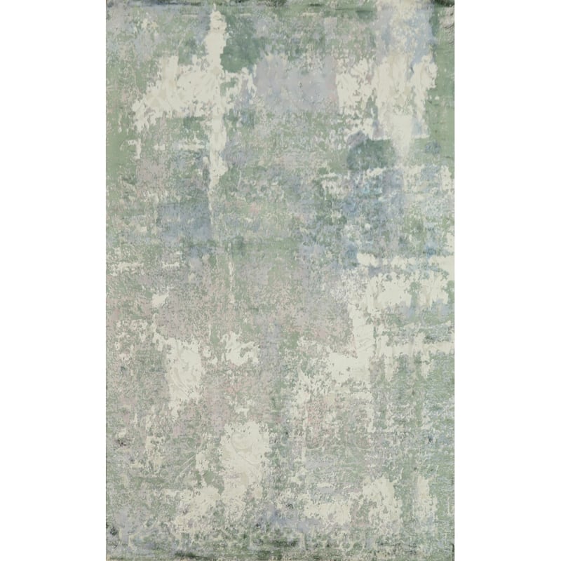 Hand Knotted Oriental Viscose Silk Carpet Modern Abstract Multi-Colored Abstract Area Rug - 8' 0'' X 5' 7''